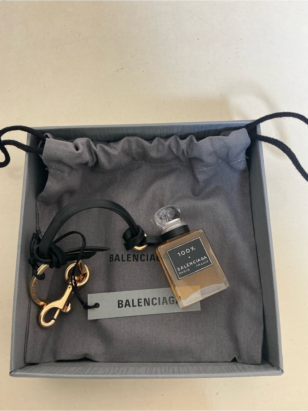 NEW IN BOX BALENCIAGA FRAGRANCE MINIATURE BOTTLE BAG CHARM KEYCHAIN FOB